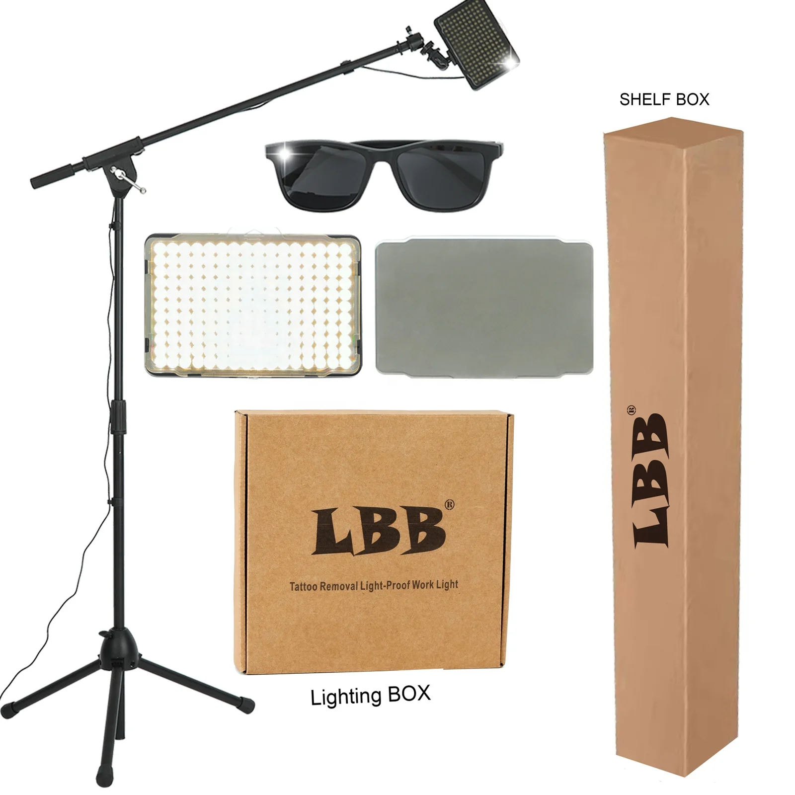 LBB LED Tattoo Artists Working Light Reflective-Free Tattoo Vision polarizing kit with glasses