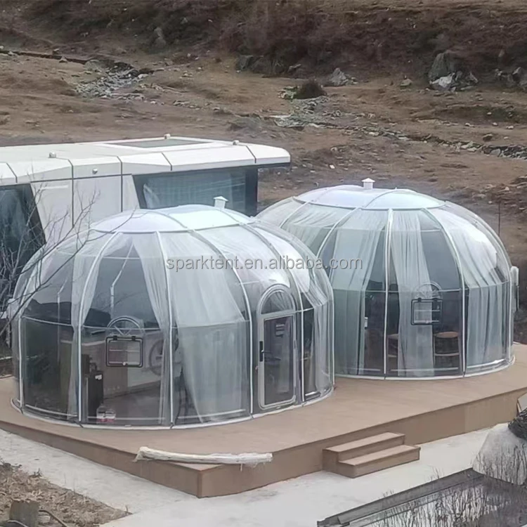 Full Transparent PC Garden Igloo House PC Geodesic Dome with Curtain