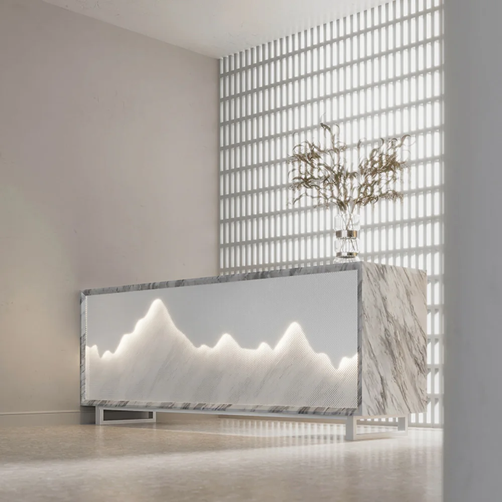 New Style Retail Boutique Shop Reception Furniture Stone Store Checkout Counter Cashier Table For Clothing Shop