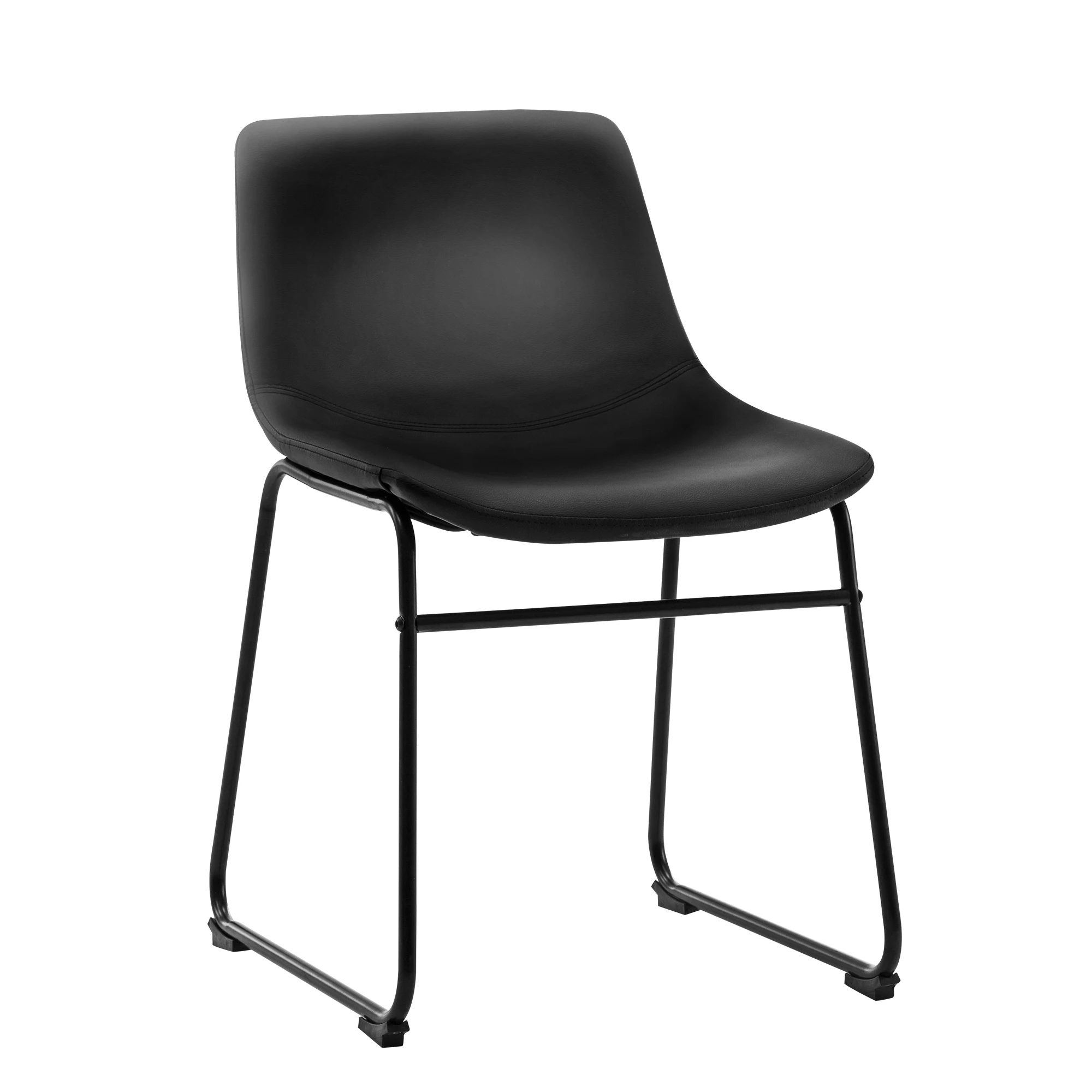 Nordic Style Industrial Vintage PU Faux Leather Dining Room Chair with Metal Legs, 2PCS