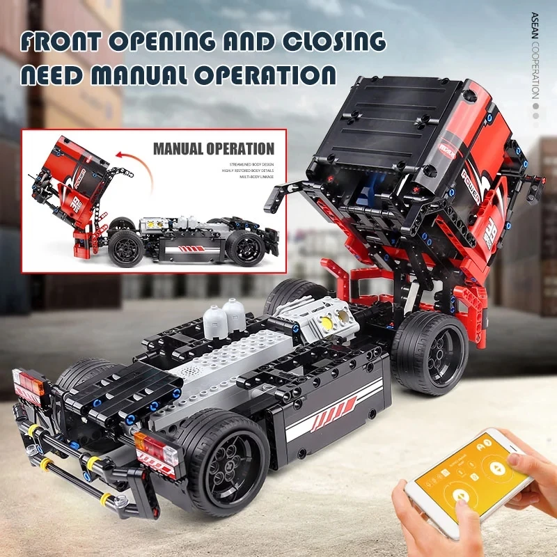 Mould King 15002 APP Remote Control ABS Racing Truck Wing Body Truck Power Truck DIY Toys Building Blocks Brick Sets