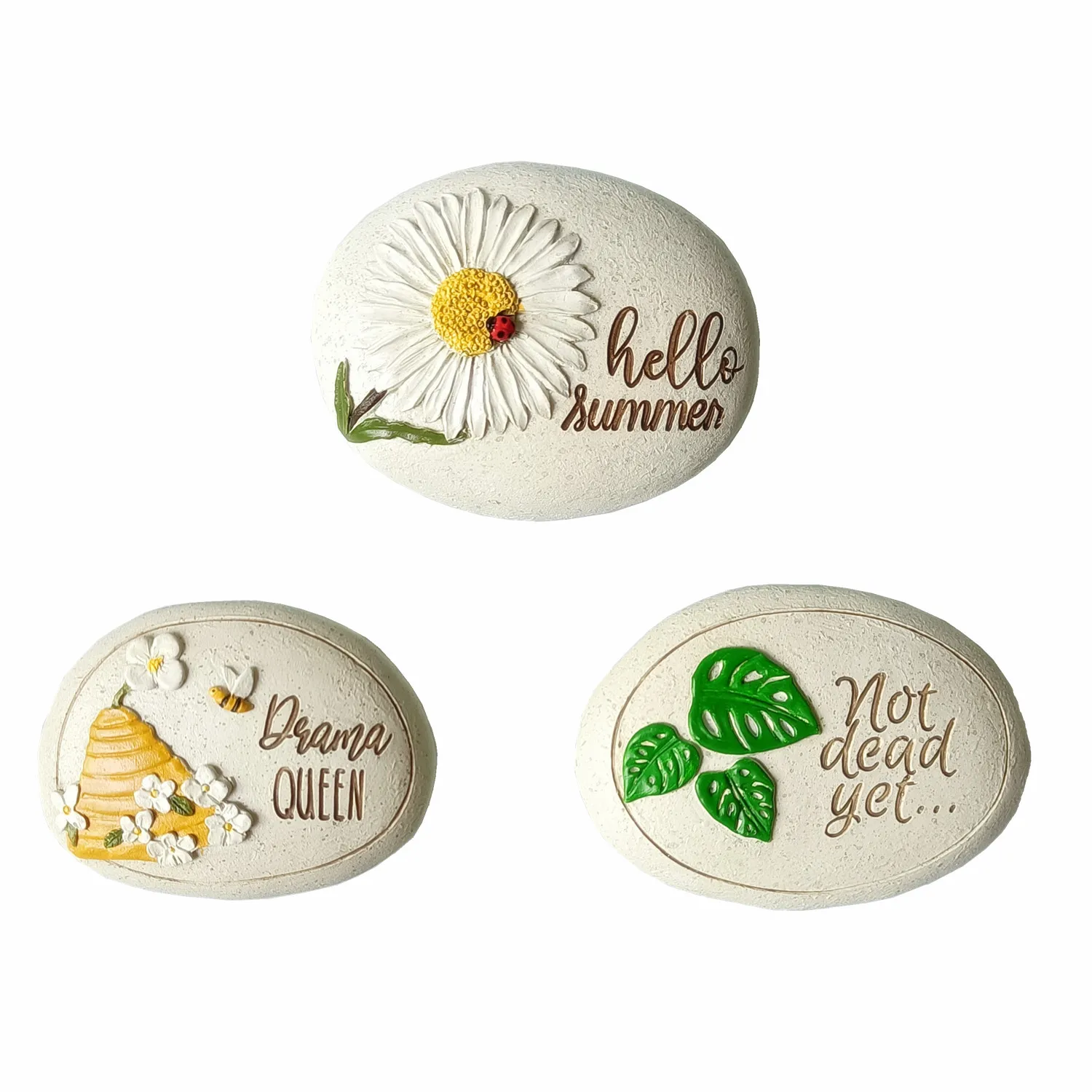 Stone Effect Resin Gray Stone Decoration Concrete Effect Polyresin Rock Decor River Pebble Look Ornaments