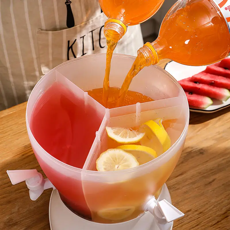 5.5L 3 grid cod water kettle rotating fruit juice ice beer jug beverage drinks dispenser with faucet