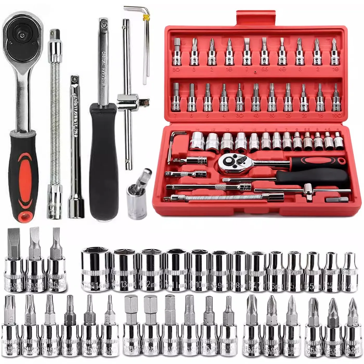 Quick small fly auto repair vehicle maintenance ratchet wrench combination box 46 sets of tool socket wrench
