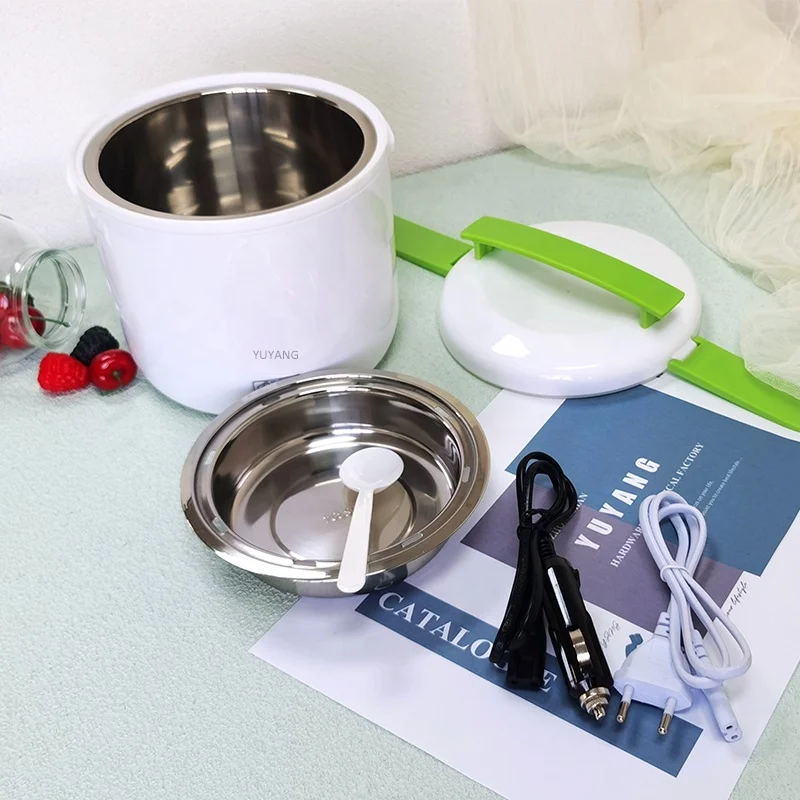 New Round Shaped Leakproof 304 Stainless Steel Thermal Electric 12V 24V Car Lunch Box 2in1 Electric Heatd Food Warmer Portable