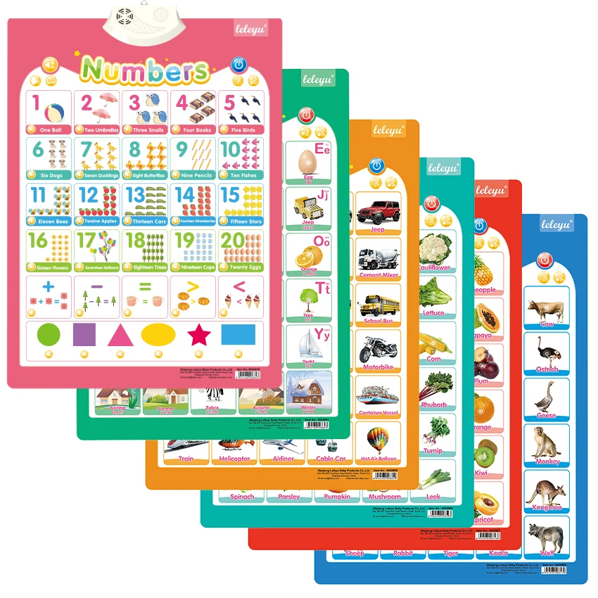 Hot-selling learning talking posters animal wall charts family interactive toys for kids