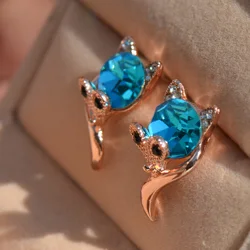 Green sweet and cute little animal personality red little fox earrings 925 sterling silver needle earrings