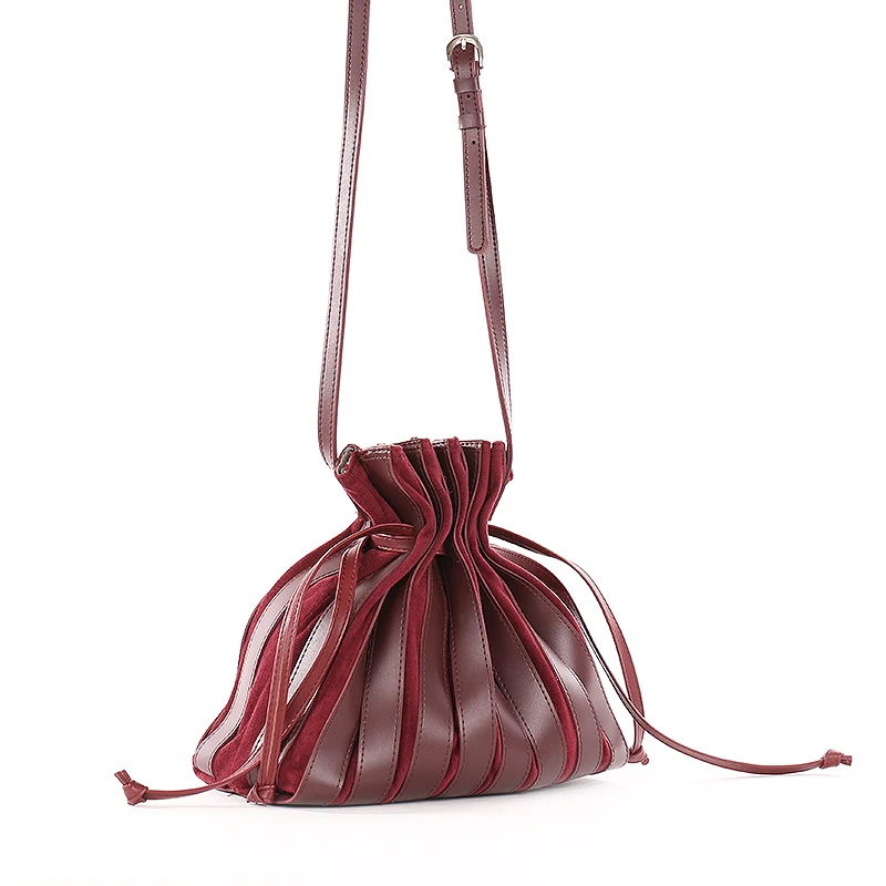 factory fashion wind red lint blade women crossbody bucket custom drawstring bags