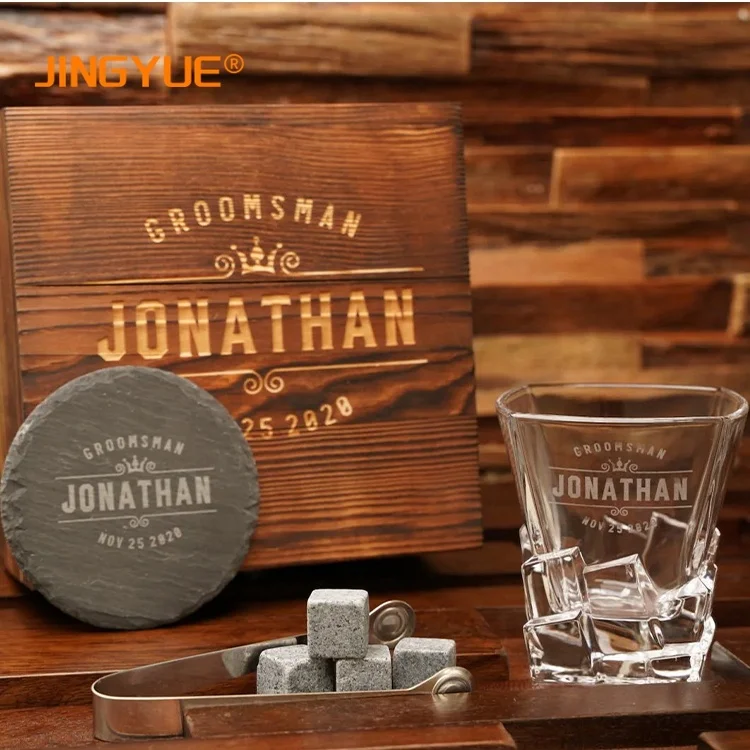 Whisky Glass Gift Set Personalized Logo Old Fashioned Crystal Whiskey Glass Set for Cocktail Cognac Liquor Vodka
