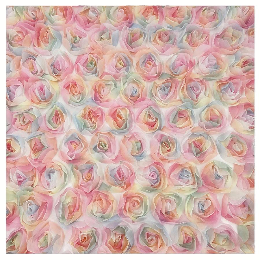 
all over pink chiffon ribbon rose flower embroidery on tulle fabric 3d flower lace fabric for wedding 