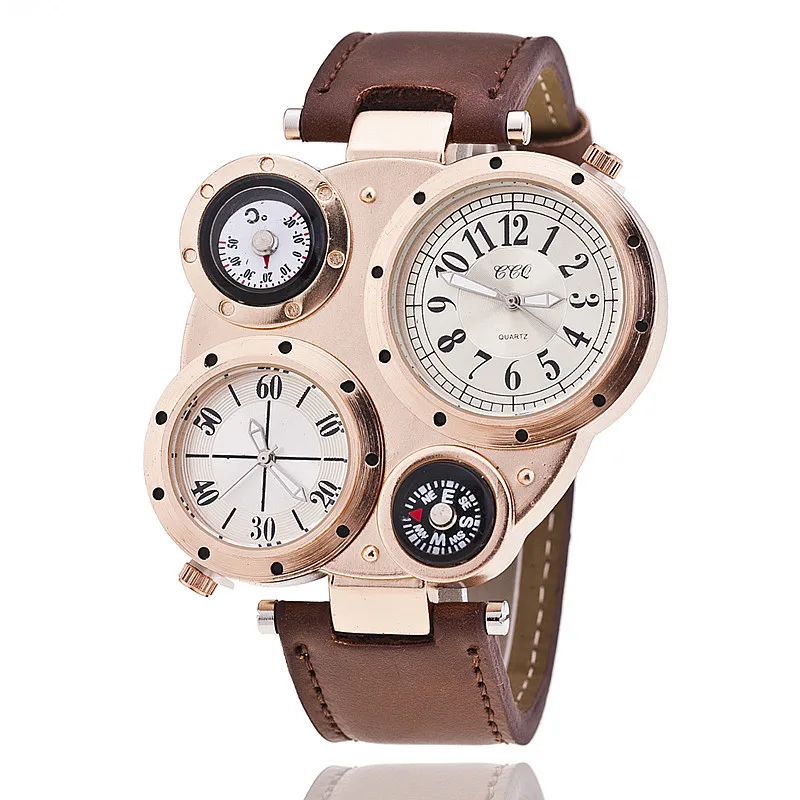 New fashion atmosphere double movement compass quartz watch men fashion sports watch CCQ109