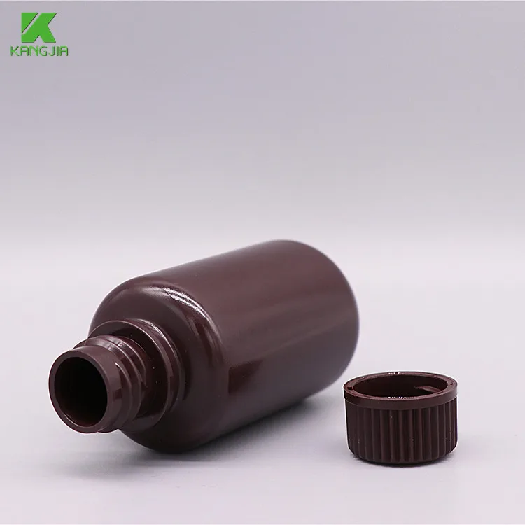 Коричневые лабораторные бутылки с узким горлышком HDPE 60 мл круглые