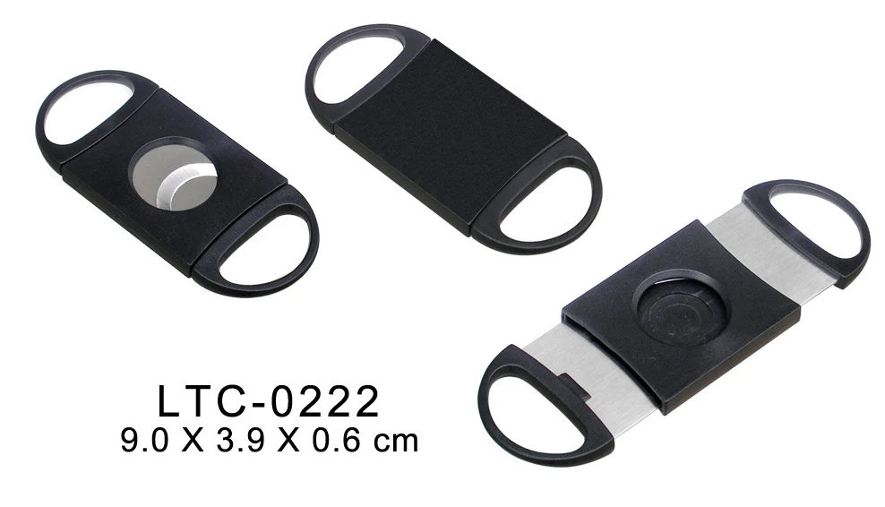 Black Custom Logo Double Blade Guillotine table top plastic Cigar Cutter