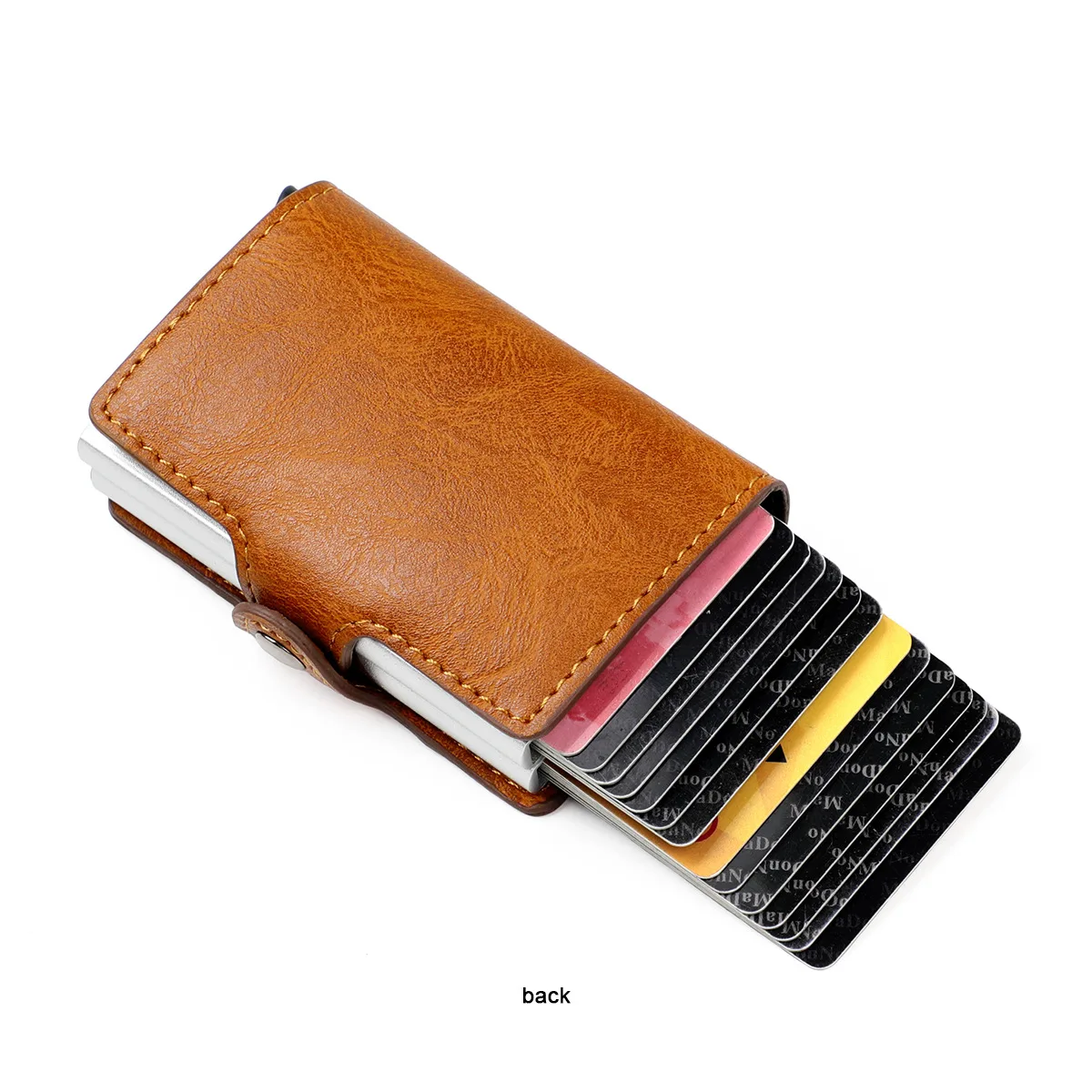 Double aluminum box gold RFID new anti-theft brush dollar clip metal card bag card sleeve card holder wallet