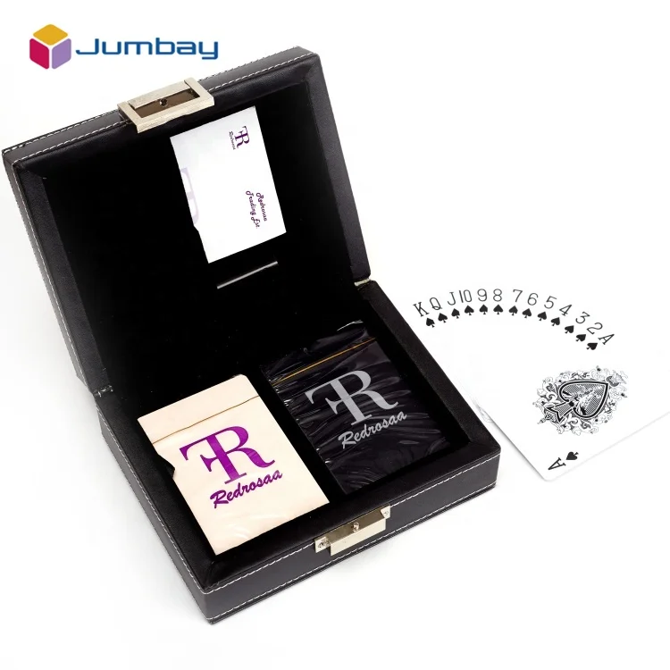 Playing Card Game for Fun Plastic Playing Cards in PU Box Professional Personal Customization Black Poker Card Plastic Case