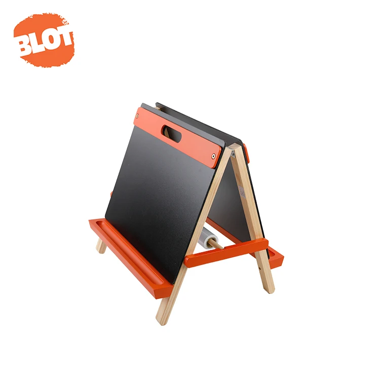 wholesale BLOT BRDC80002  Wholesale Portable Learning Folding Double Sided Magnetic Mini Tabletop Kids Easel With Chalkboard And Roller