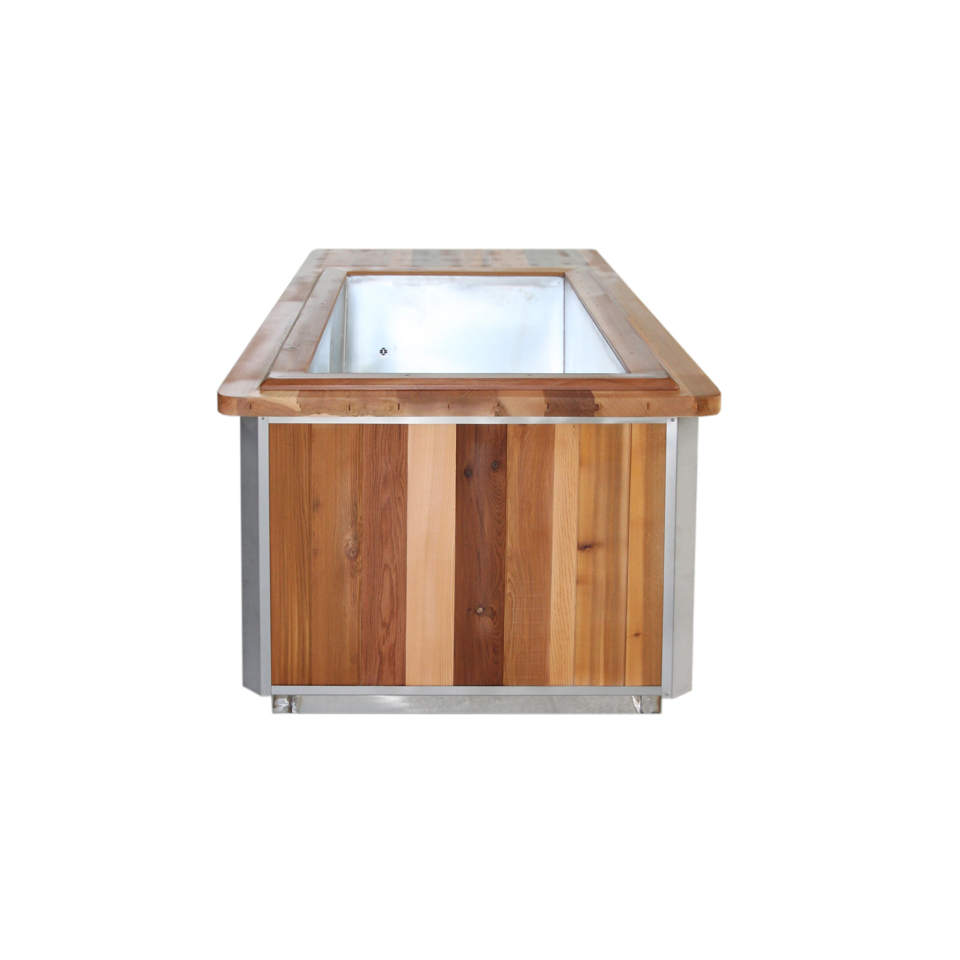 304 Stainless Steel  Cold Water Plunge Tub Wooden Ice Bathtub