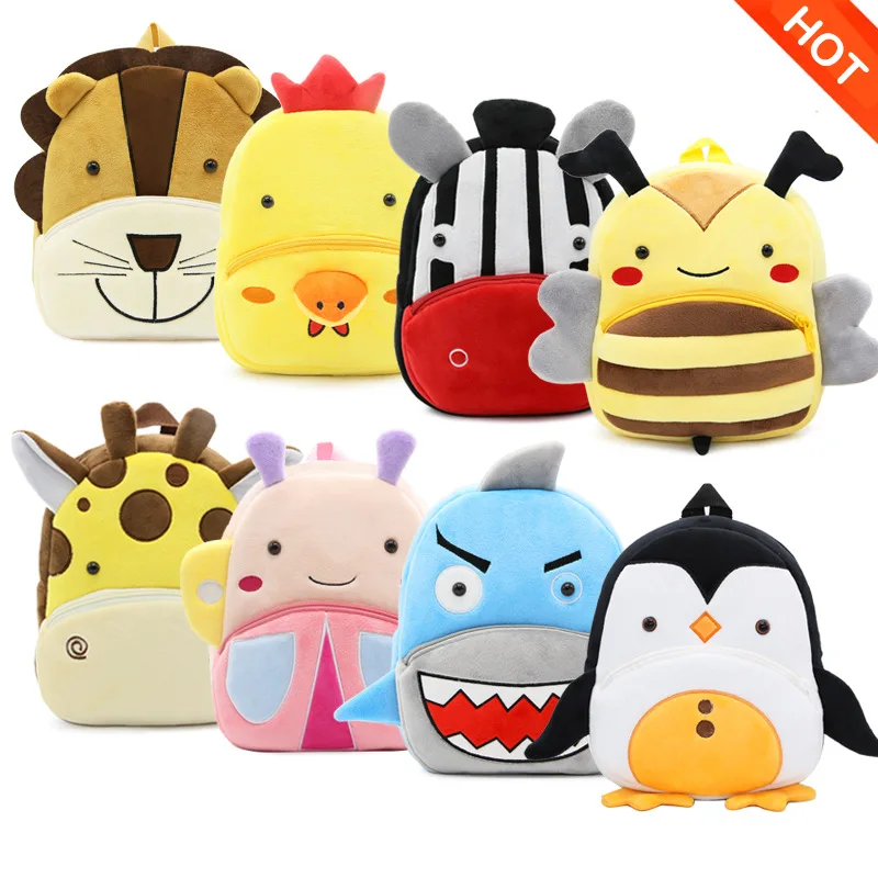 Wholesale Cute 3D Print Velvet Cartoon Animal Baby Boy Kids Children School Backpack Bag For Girls