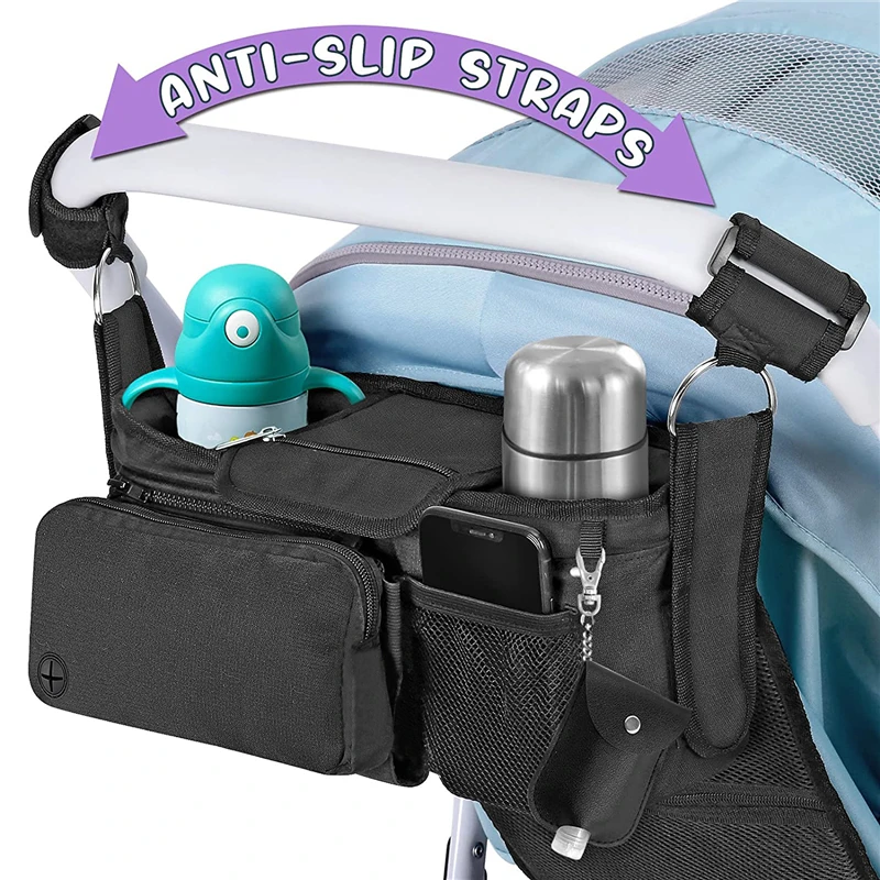 Amazon Best Seller Universal Leather Hanging Travel Eco Odorless Lightweight stroller Organizer bag baby stroller organizer