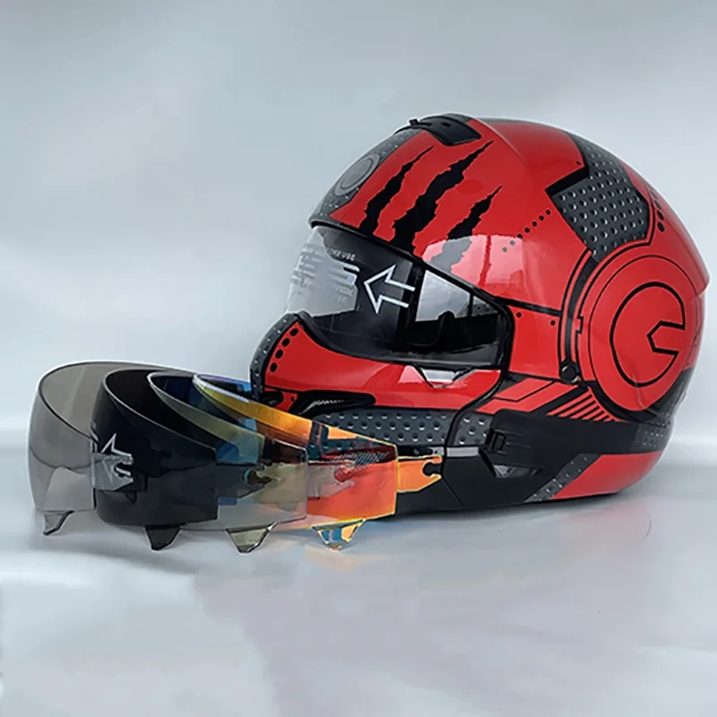 Samurai Black Scorpion Indian Warrior combination removable chin pads vintage motorcycle helmet full face helmet