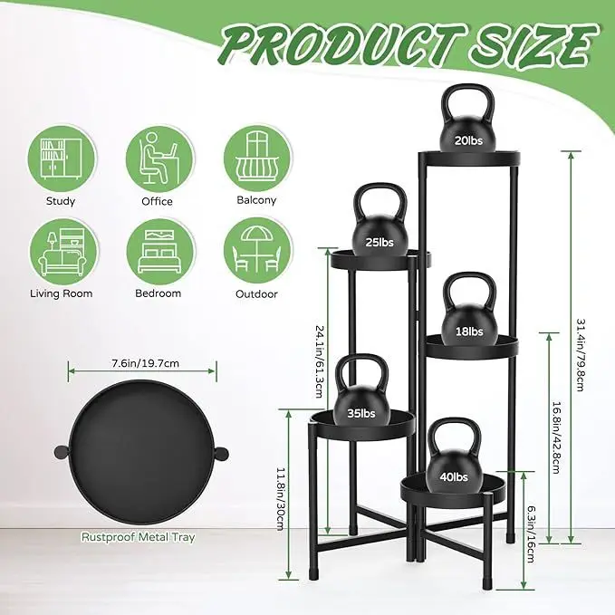 Indoor Tiered Metal Plant Stand Corner Flower Pots Holder for Multiple Plants