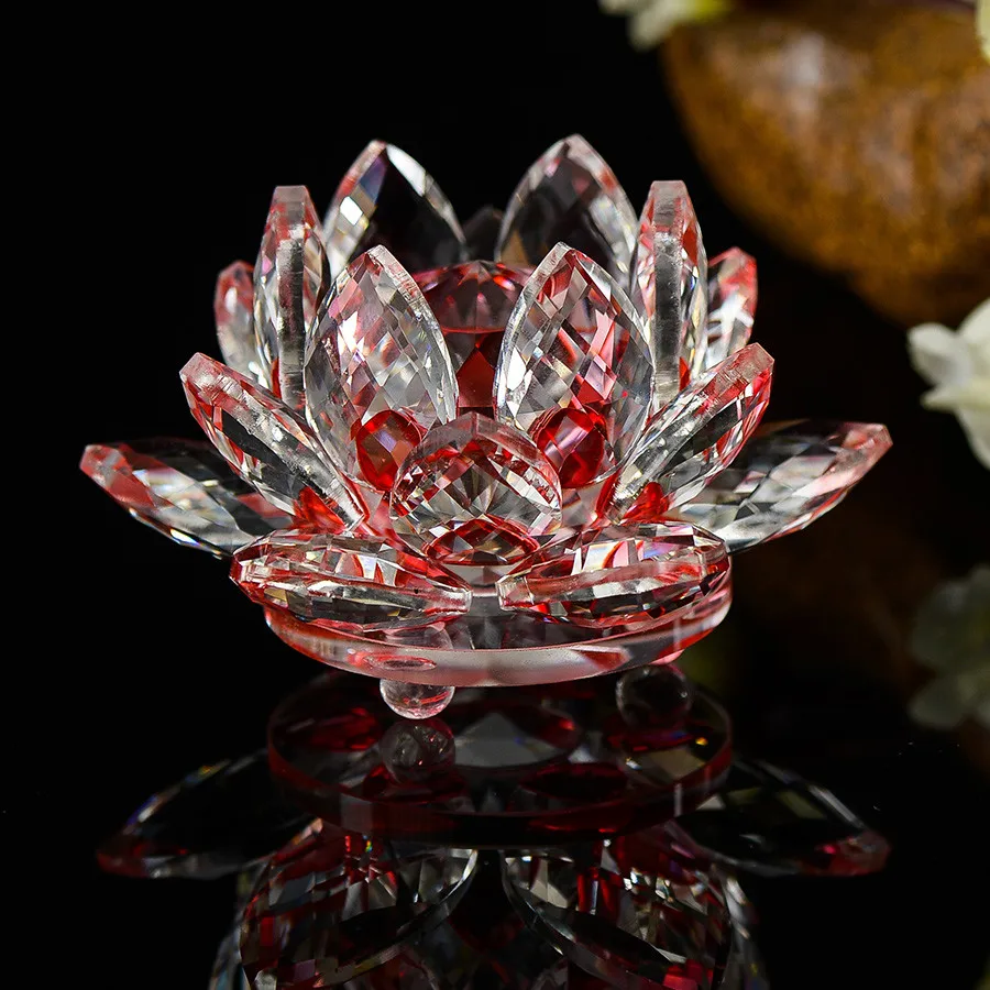 New Gifts Beautiful Crystals Crafts For Home Decoration Colorful Crystal Lotus Flower Candle Holder