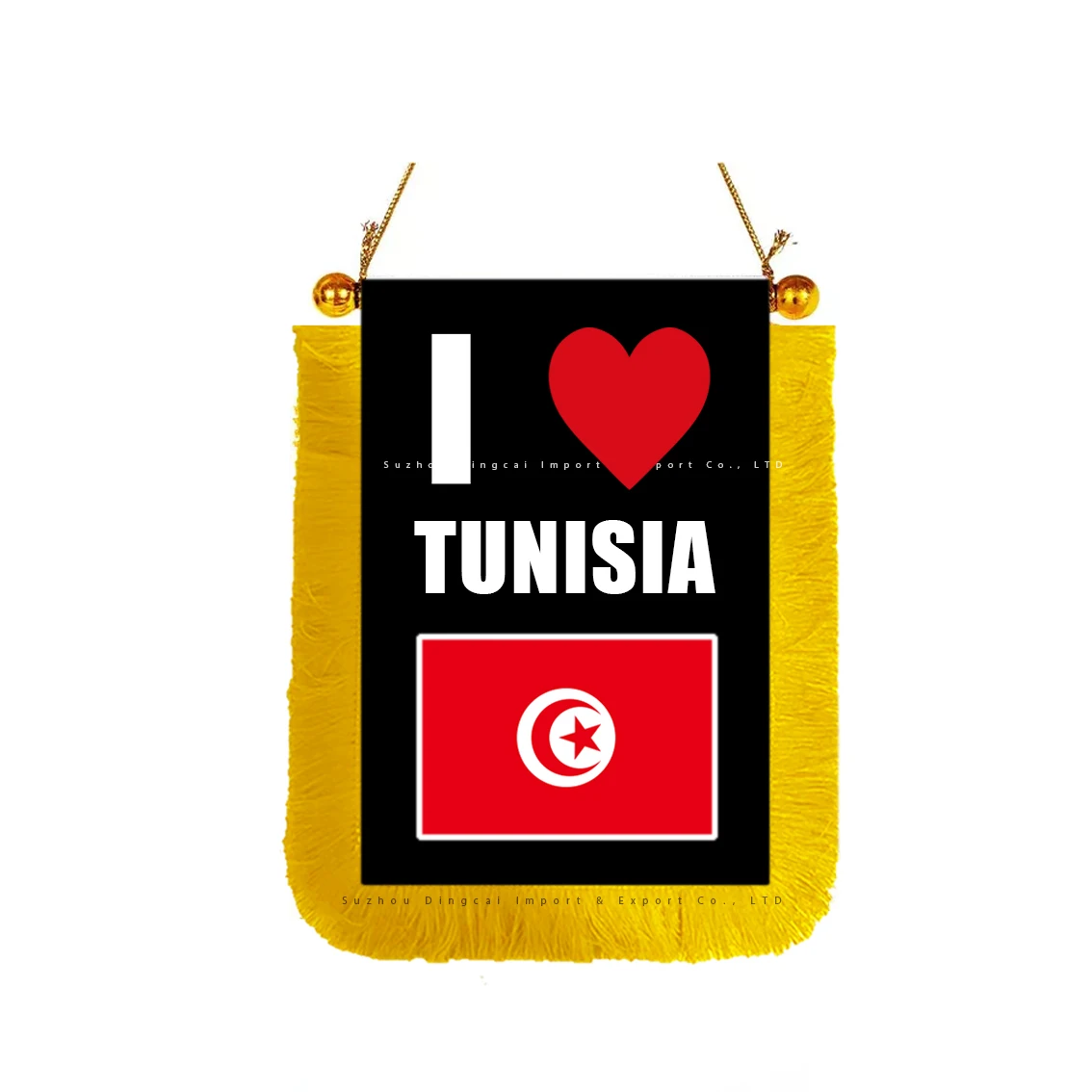 I love    TUNISIA     Mini Hanging   Rearview Mirror Flag Pennant