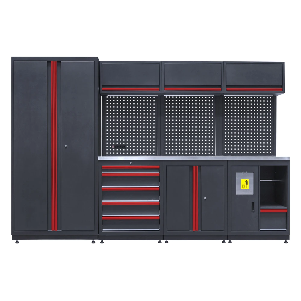 Custom Modular Garage Wall Storage System Professional Metal Tool Cabinet & Wood Workbench for Workshop Use