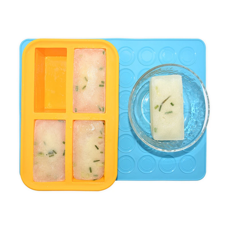 Легко освободить 4 отсека 250 мл силиконовые суп-соус замораживания поднос кубика льда силикона Замораживания Лоток с пластиковой крышкой