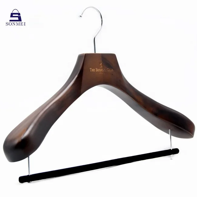 Wide clothes wooden custom men suit hangers with logo