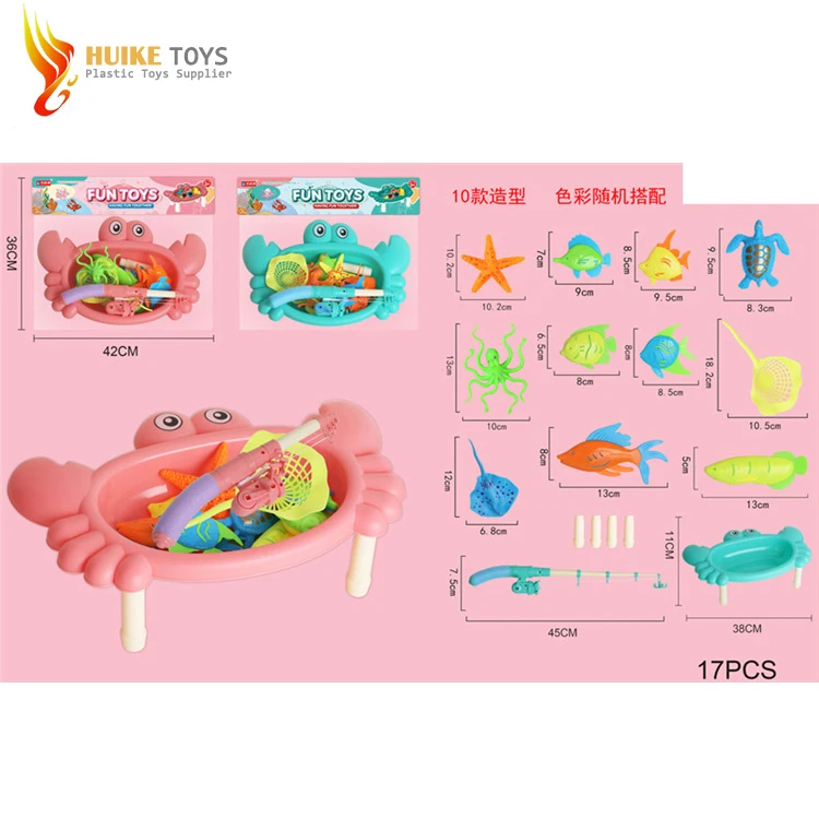 Bath Toys Fish Game with Fishing Pole Funny Baby Pool Bathtub Floating Toy with 5 Cute Fishes Color in 2021