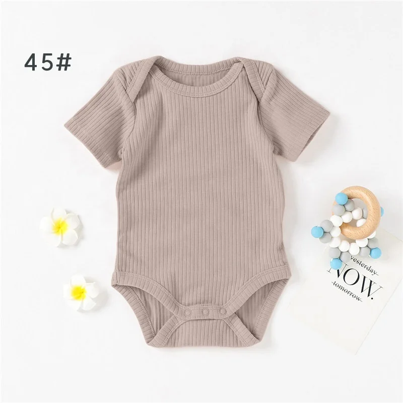 Crawling clothes organic cotton jumpsuit short crawling baby romper envelope shoulder short sleeve baby onesie  infant bodysuit