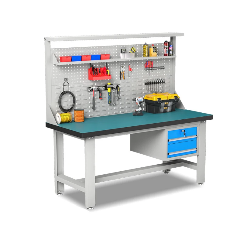 Industrial workbench table for workshop, heavy duty metal ESD workbench, metal tool workbench with drawers