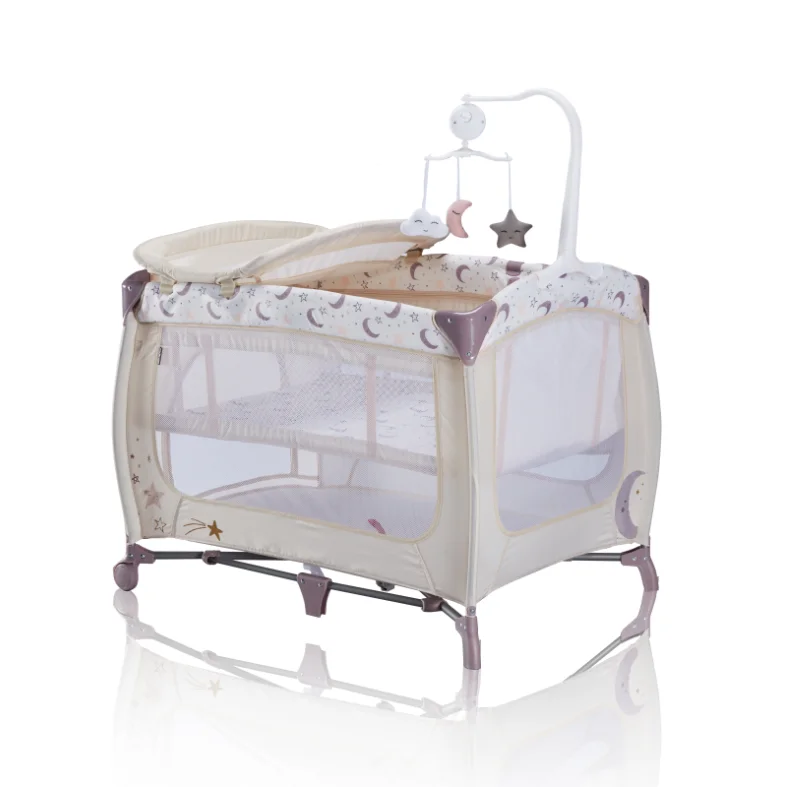 Multi function New born baby cribs foldable cot playard with big storage bag