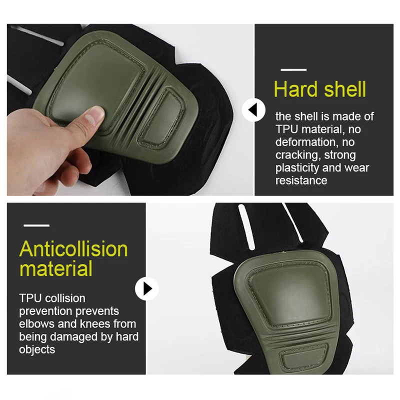 Outdoor tactical knee brace set CS training Special Forces G3 elbow brace four-piece EVA hot pressure riding ski brace set