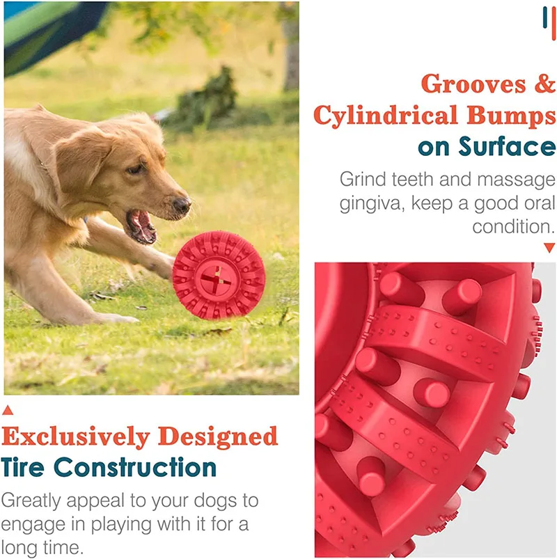 Natural Rubber Indestructible Tyre Pet Dog Chew Toys Treat Dispenser Teeth Cleaning Dog Chew Food Toys for Aggressive Chewers