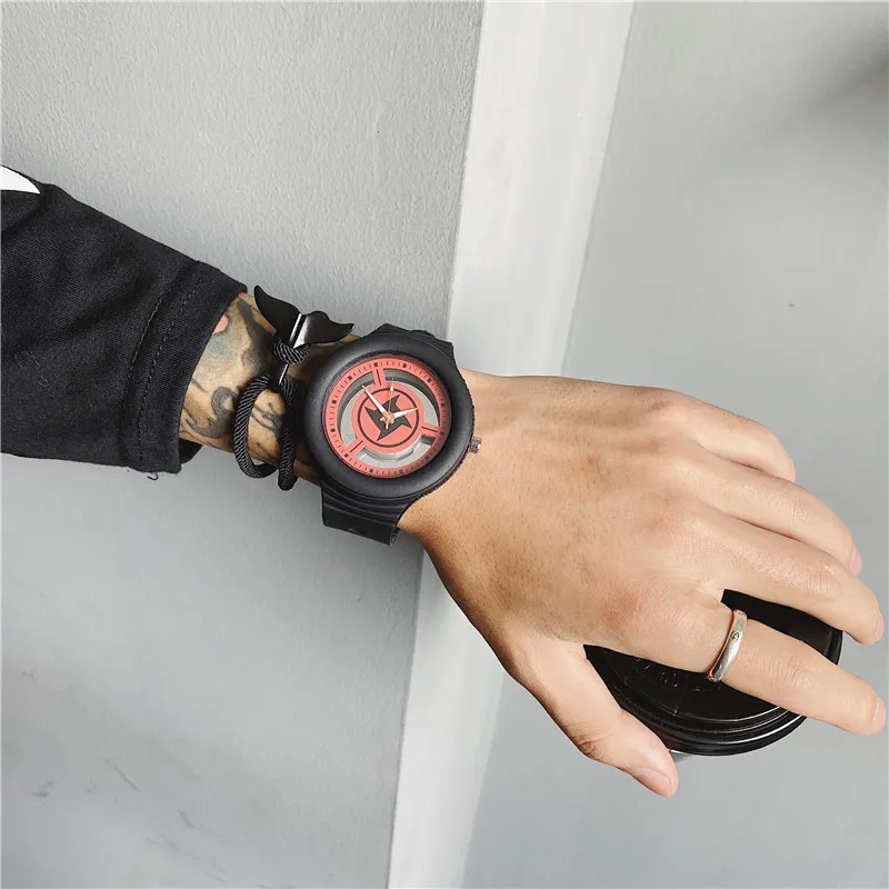 New Design Fashion Naruto Silicone Band Wrist Watch for Men Boys Rubber Strap Sport Quartz Watch