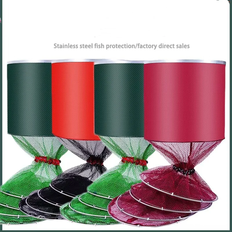 Byloo Fish shrimp trap cage mesh cage fish protection drawstring crab basket trap floating net foldable fishing floating net