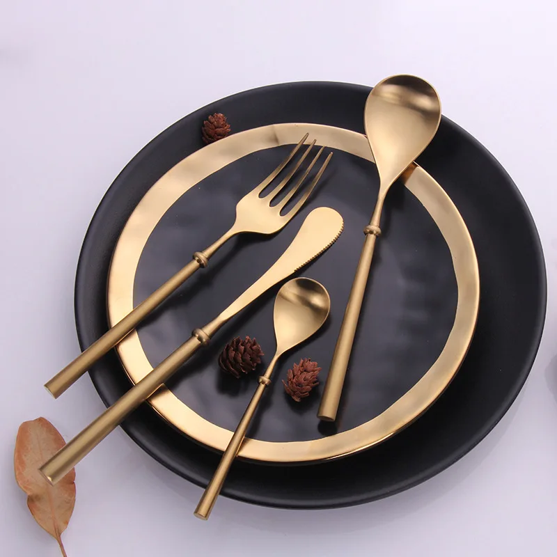 China supplier gold plated hotel western stainless steel cutlery with fork and spoon