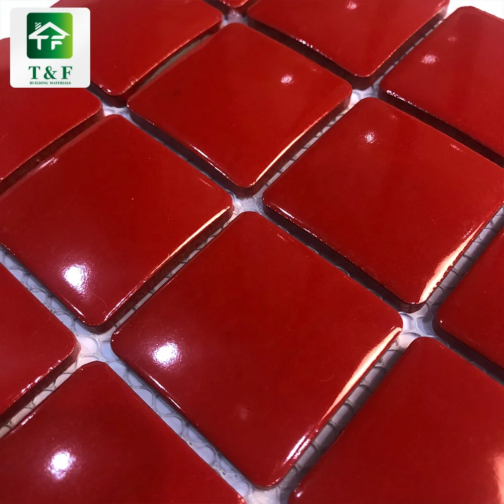 Hot Sale Kitchen Color Beveled Wall Mosaic Decoration Subway Tile Kitchen Decor Backsplash Decorative Red Ceramic Mosaic Tile