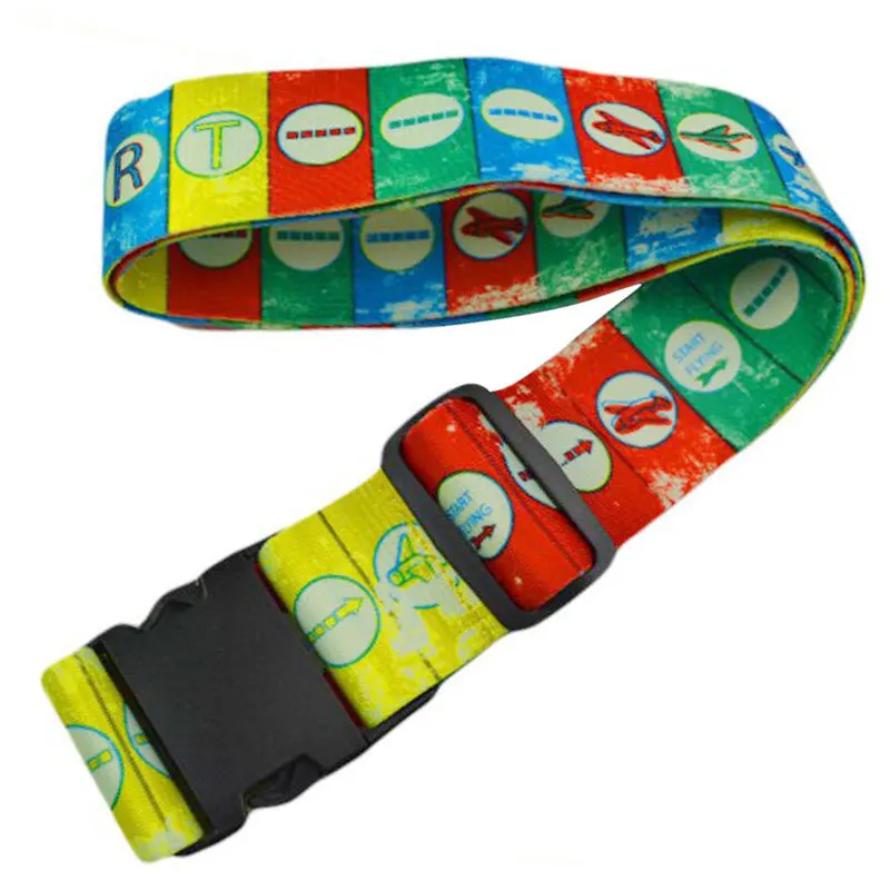 Customized Adjustable Heat Transfer Printing Polyester Luggage Safety Belt, Luggage Safety Strap