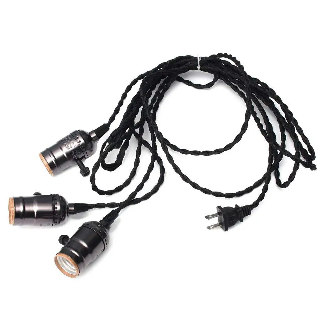 
Dongguan Hi quality E26/E27 EU or US 3-head hemp linen string lamp with 110V~250V 