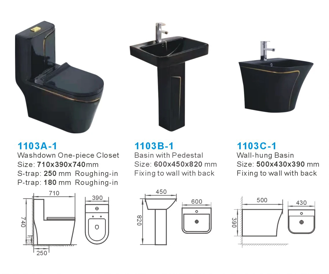 Modern Design Toilet Bowl Set WC Stand Sink and Wall hung Basin Set China chaozhou Sanitary Ware For Bathroom