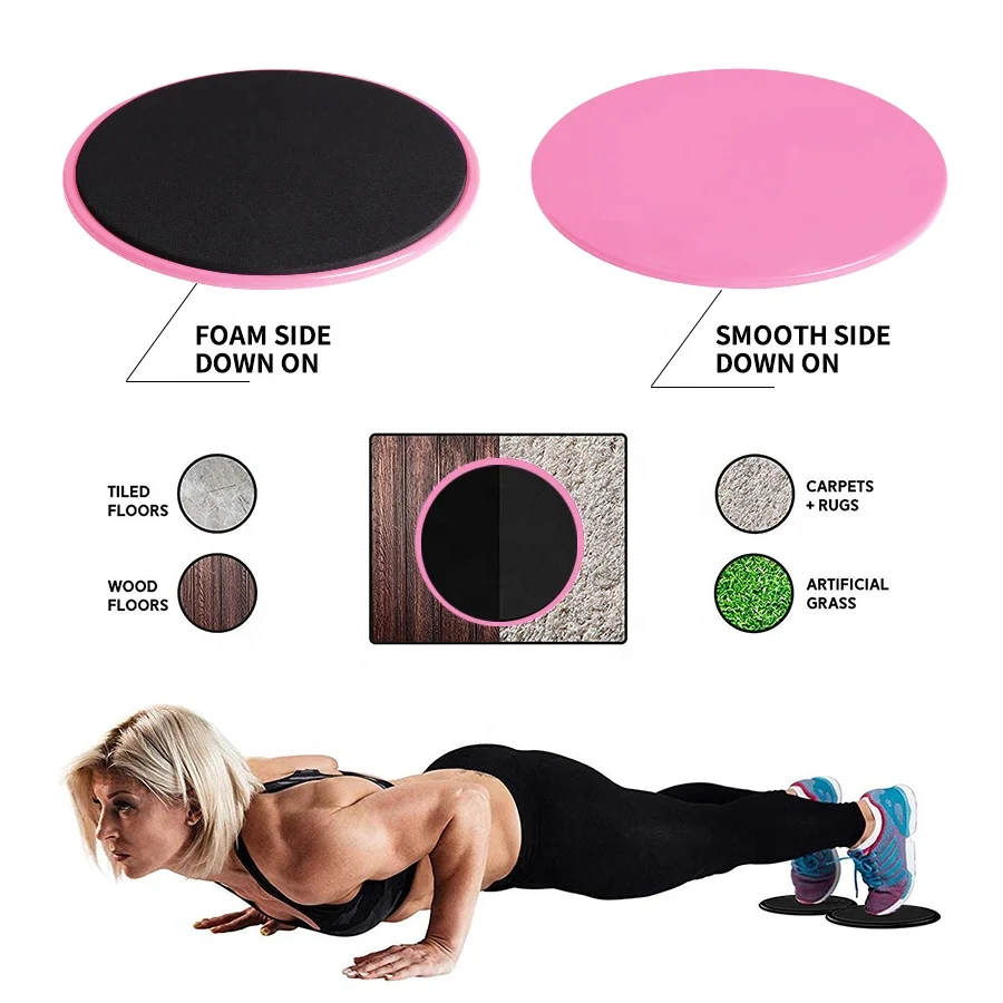 Wholesale Abdominal&Core Work out Slider Exercise Gliding Discs Thick Foam Pad Pink Core Sliders