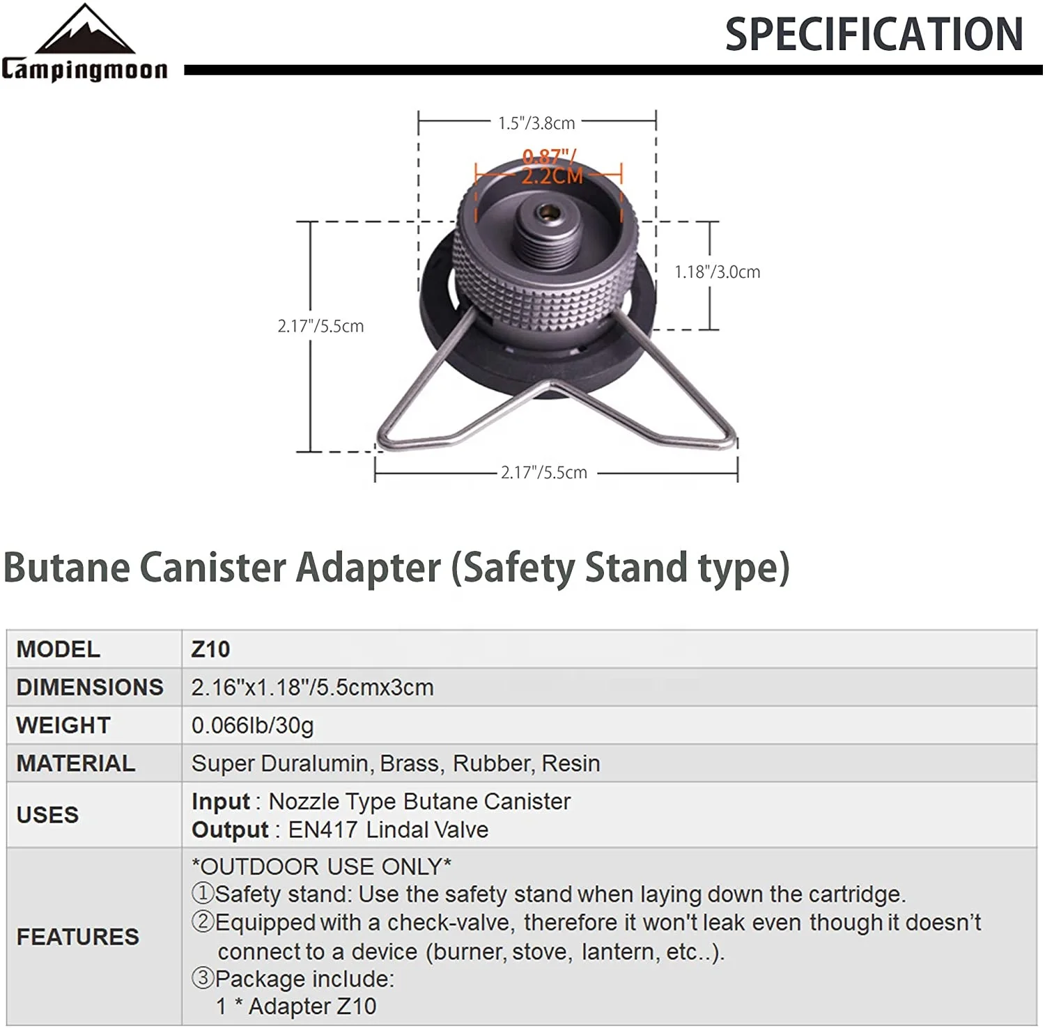 Campingmoon Outdoor Gas Stove Connector Gas Cartridge Tank Adapter Bracket Gas Converter Outdoor Camping Hiking Stove Adaptor