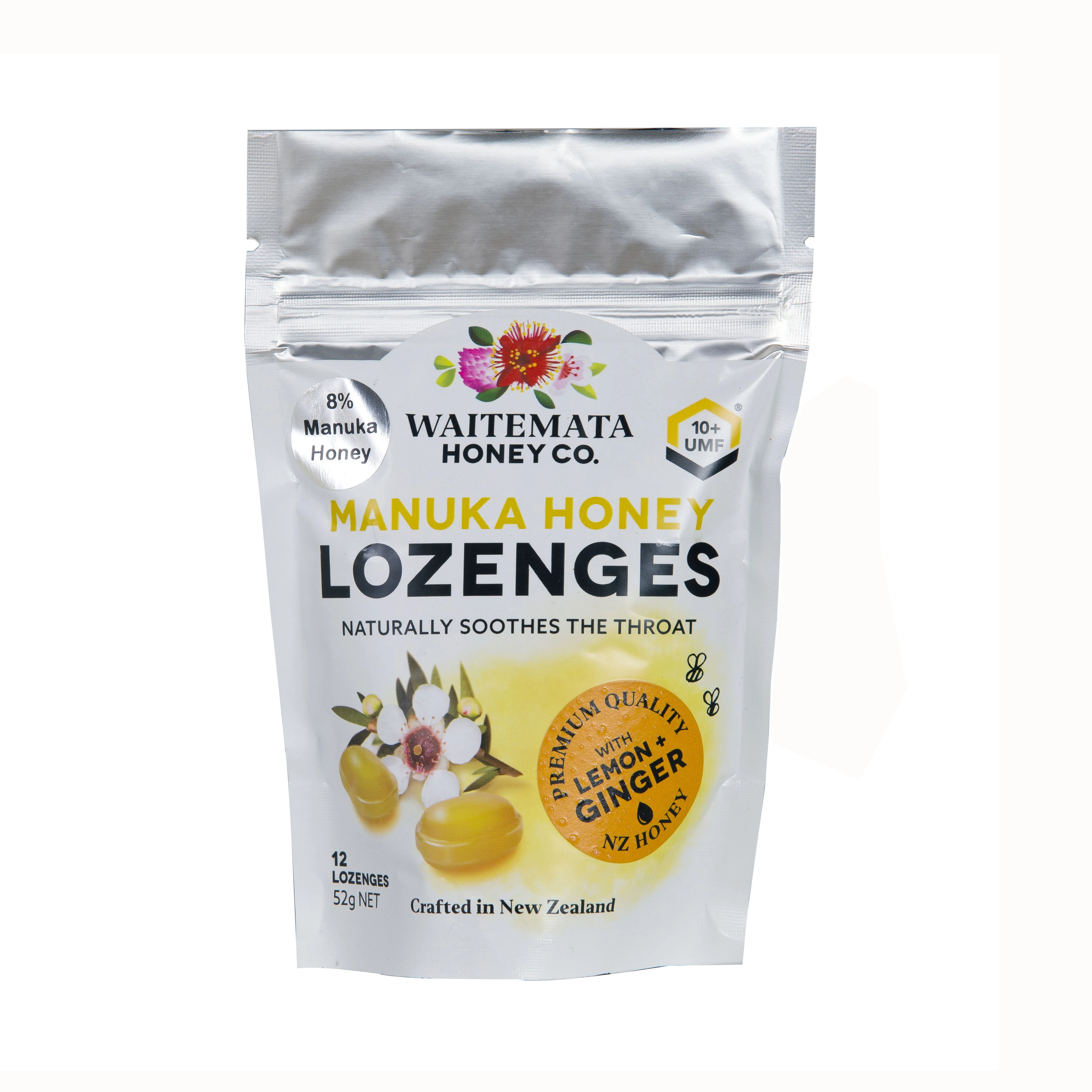 New Zealand High Quality Packaging Natural Bee Honey Hard Candy 54g Manuka Honey Lemon Ginger Lozenges