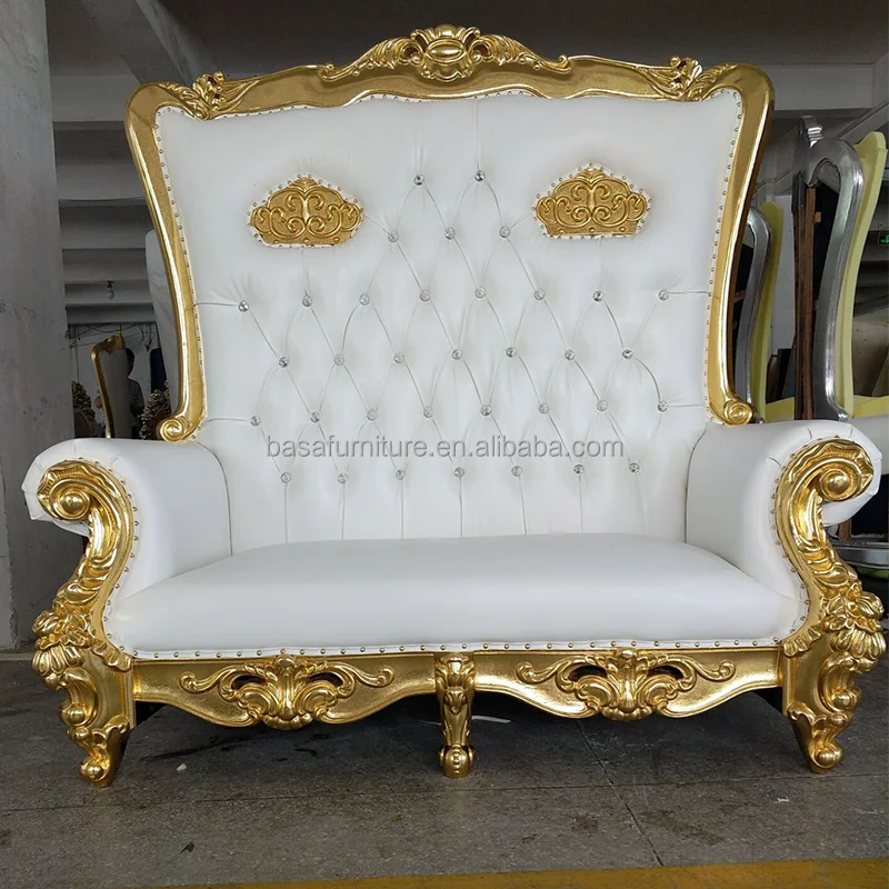 European Modern Style Banquet Wedding Furniture Hotel Luxury Crown Royal Princess High Back Gold Silver Throne Thrown Chairs