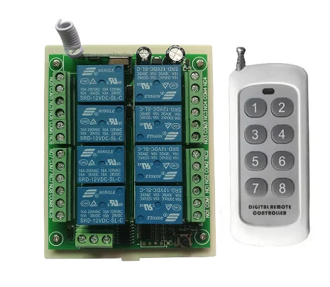 DC 12V 24V 8 CH каналы 8CH RF беспроводной пульт дистанционного управления Система дистанционного управления приемник передатчик 8CH реле 315/433 MHz