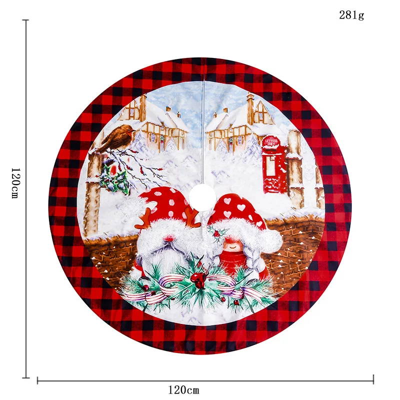 2022 New hot sell Red and black plaid apron socks tablecloth set home table cloth for Christmas decoration christmas tree skirt