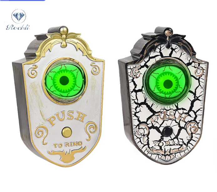 Halloween One Eyed Doorbell Haunted Decoration Horror Props Glowing Hanging Piece Door Hanging Doorbell Eyeball Bell Decor